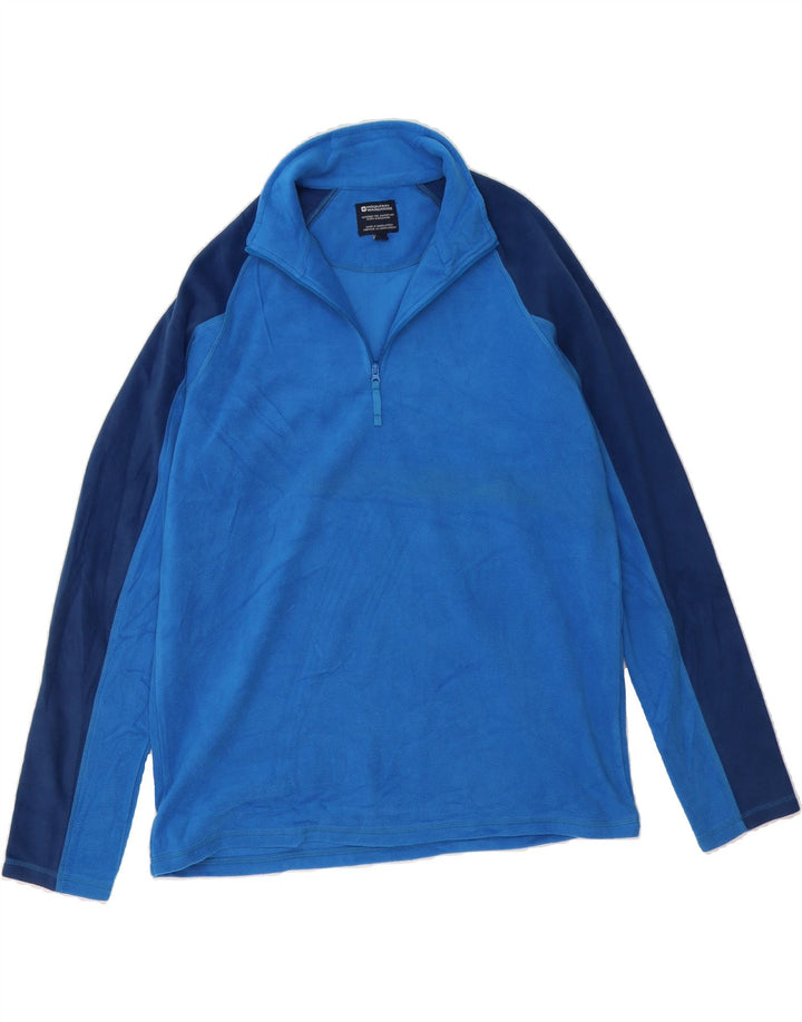 MOUNTAIN WAREHOUSE Mens Zip Neck Fleece Jumper Medium Blue Colourblock Vintage Mountain Warehouse and Second-Hand Mountain Warehouse from Messina Hembry 