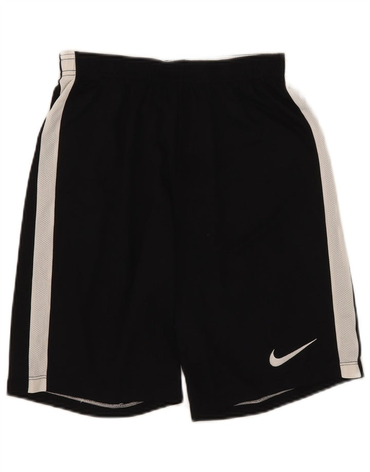 Shorts esportivos masculinos Nike Dri Fit pequenos pretos em poliéster colorblock