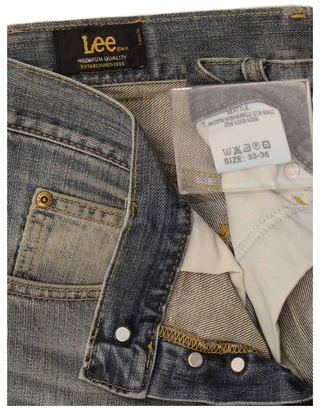 Lee Womens Seattle Straight Jeans W33 L32 Azul Algodão