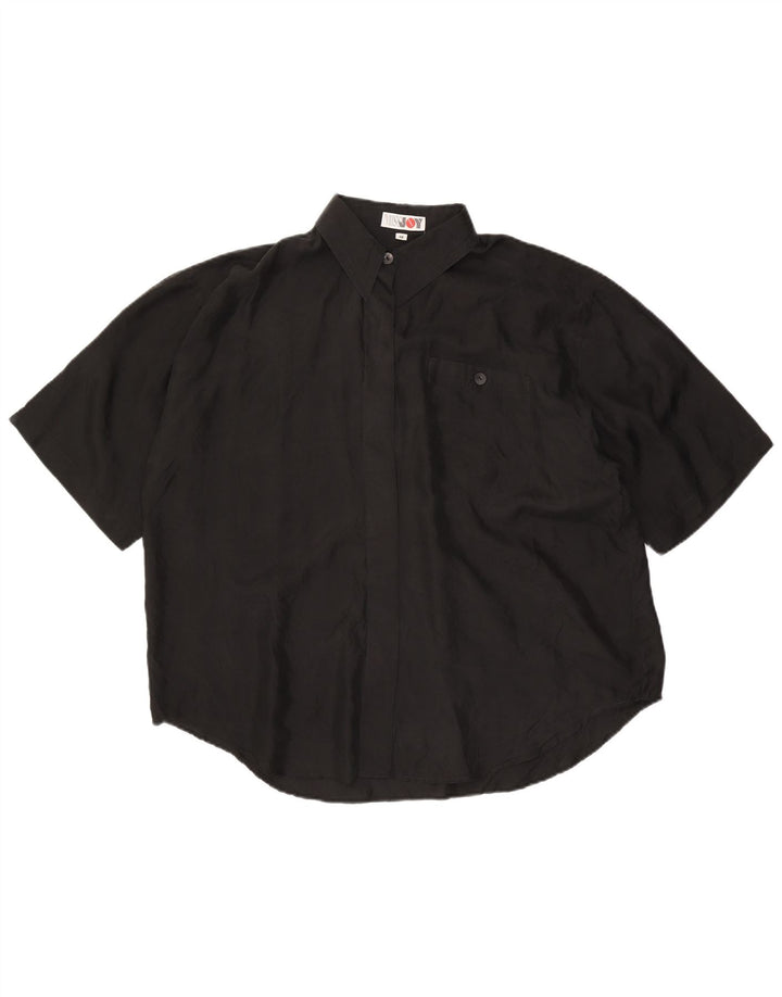 Camisa feminina Miss Joy de manga curta grande IT 46 seda preta grande
