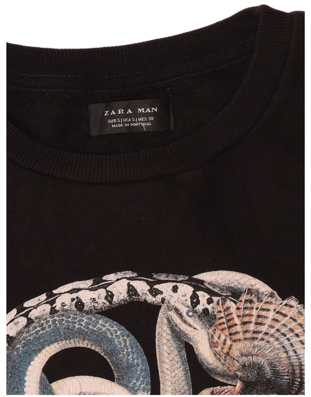 Zara moletom gráfico masculino jumper pequeno preto
