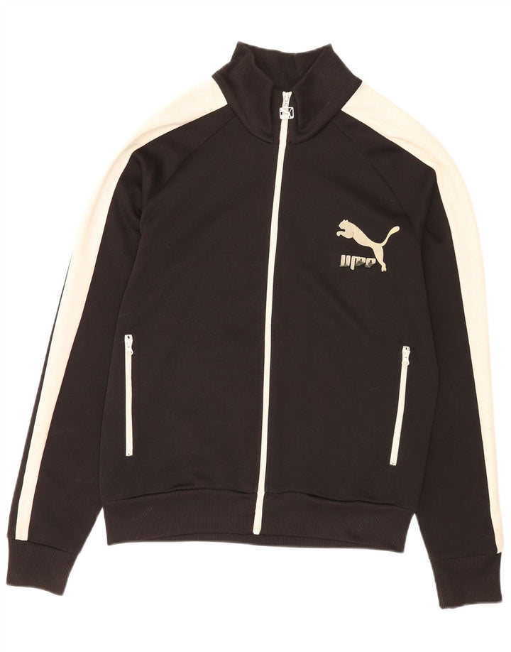 Puma Mens Graphic Tracksuit Top Jaqueta Grande Preto Colorblock Poliéster