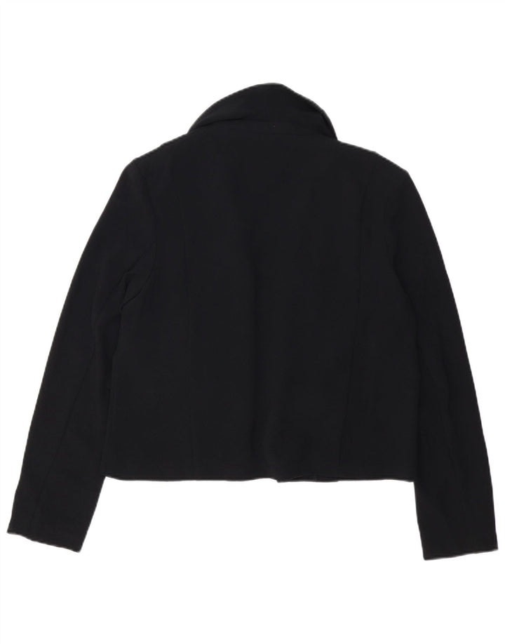 Jaqueta blazer aberta feminina MARKS & SPENCER Reino Unido 12 poliéster preto médio