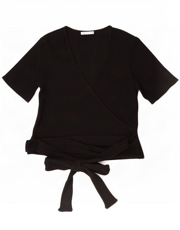 Blusa feminina Zara Top UK 18 XL algodão preto