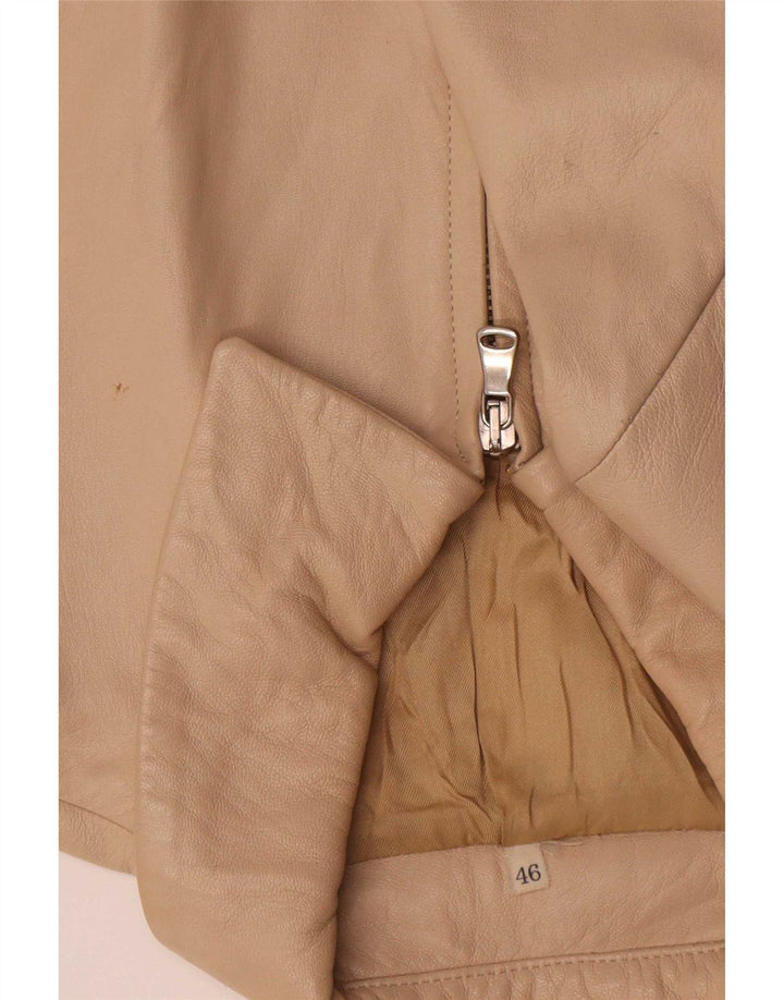 Jaqueta de couro feminina vintage IT 46 grande bege