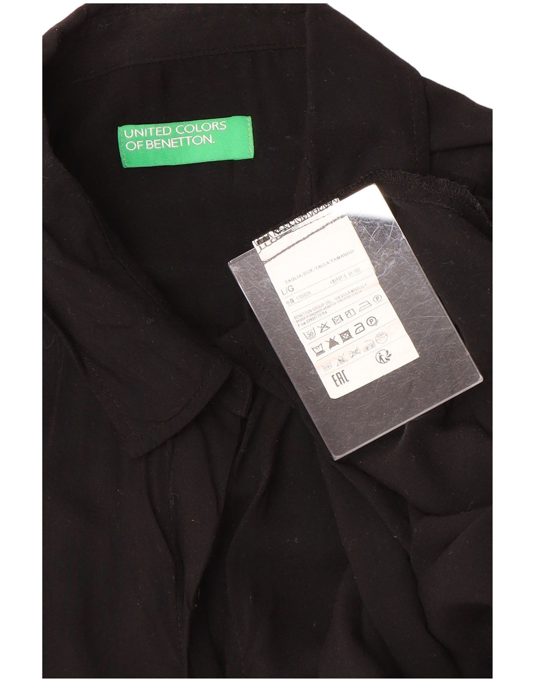 Blusa feminina oversized Benetton Reino Unido 16 grande viscose preta