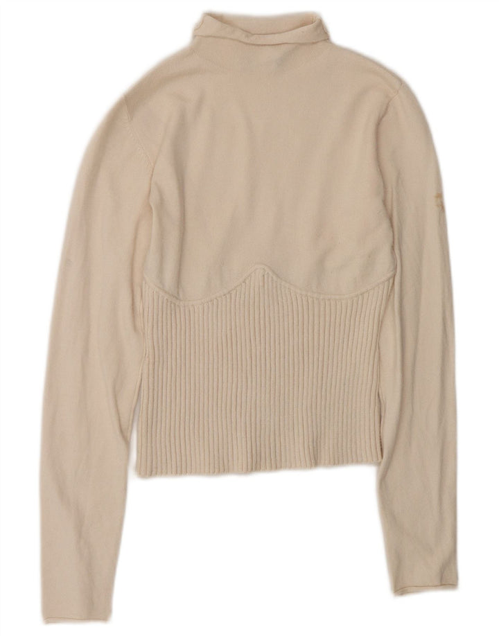 Zara Womens Crop Roll Neck Jumper Sweater UK 12 Medium Beige Viscose