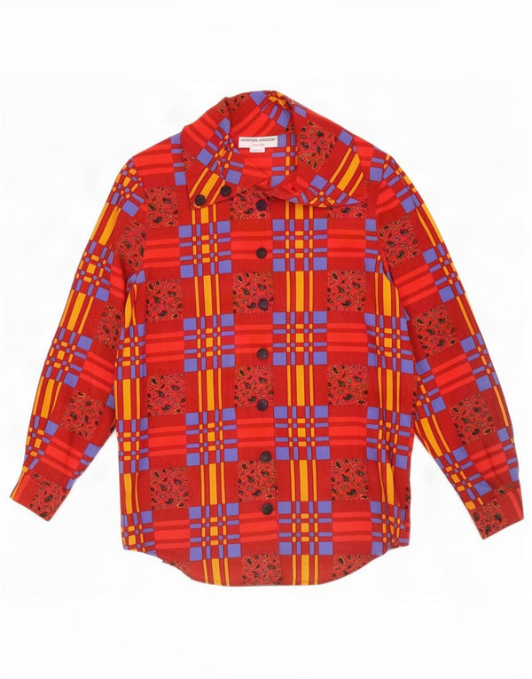 Blusa feminina Solange Mondor UK 16 grande patchwork vermelho