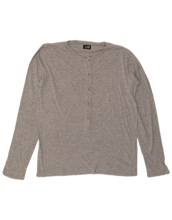 CHEAP MONDAY Top masculino de manga comprida cinza médio manchado