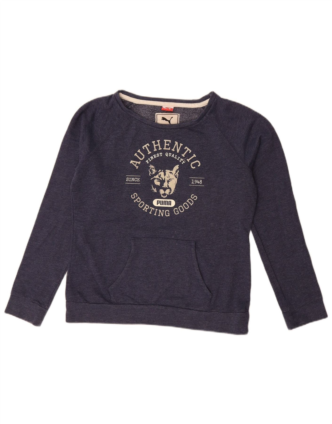 Puma feminino gráfico moletom jumper UK 14 grande azul marinho