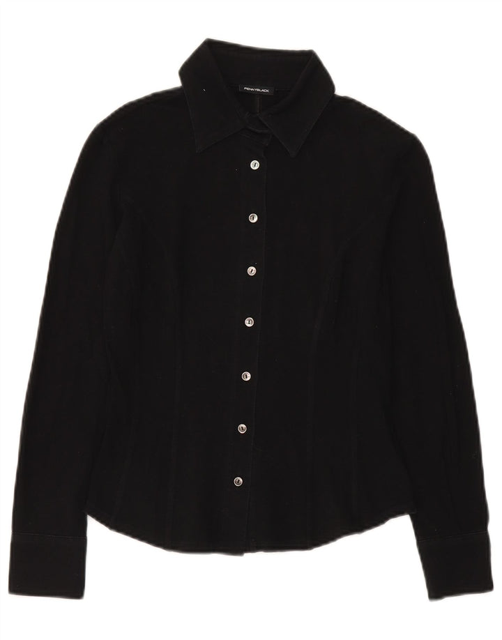 Camisa feminina Penny Black UK 10 pequena algodão preto