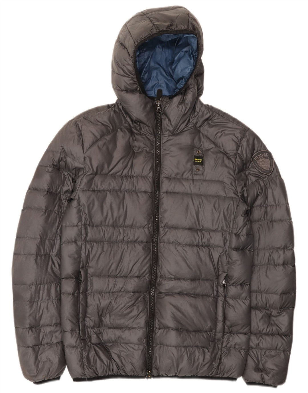 Jaqueta masculina acolchoada com capuz Blauer UK 38 poliamida cinza médio