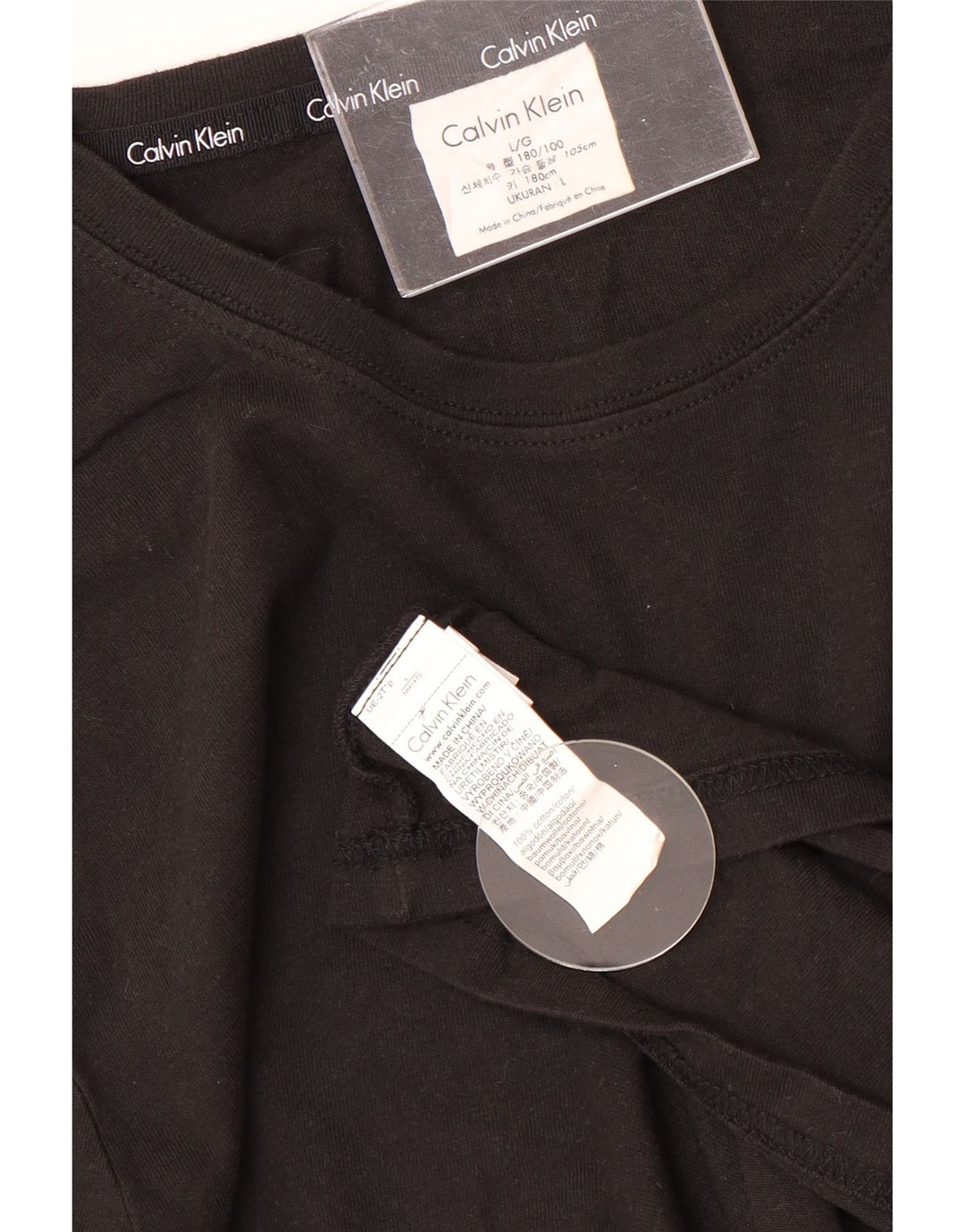 CALVIN KLEIN Top masculino de manga comprida grande algodão preto