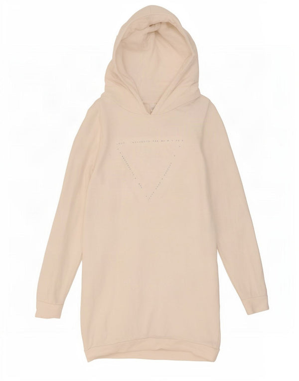 Guess Meninas Moletom Com Capuz Vestido Jumper 13-14 Anos Algodão Branco