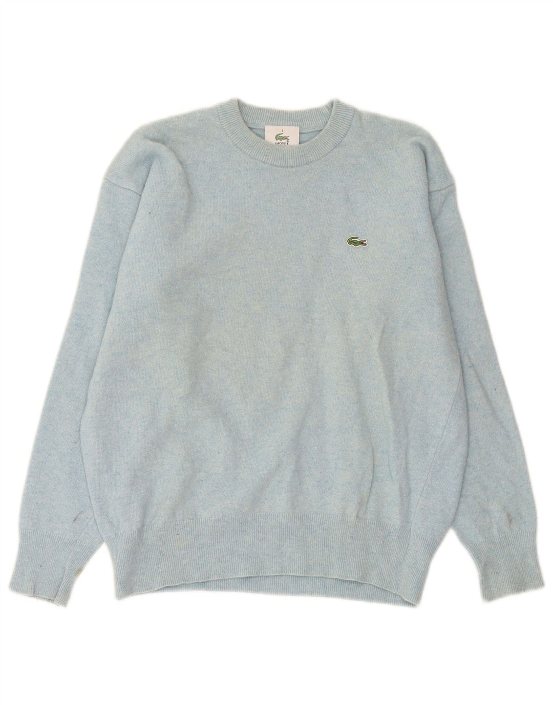 Suéter masculino Lacoste com gola redonda, tamanho 3, lã de cordeiro azul pequena