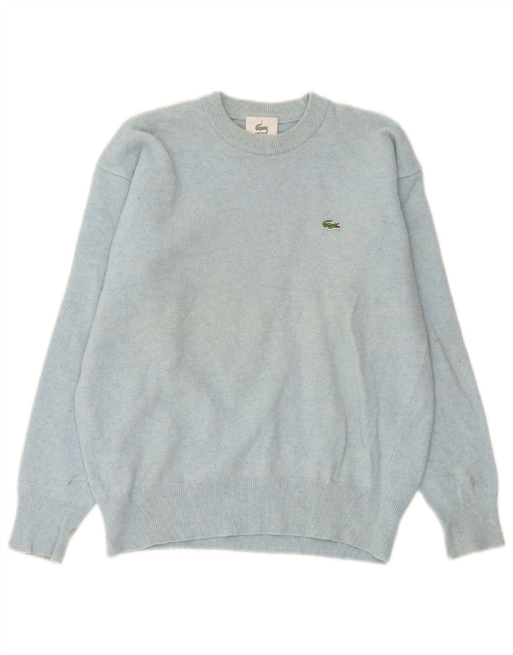 Suéter masculino Lacoste com gola redonda, tamanho 3, lã de cordeiro azul pequena
