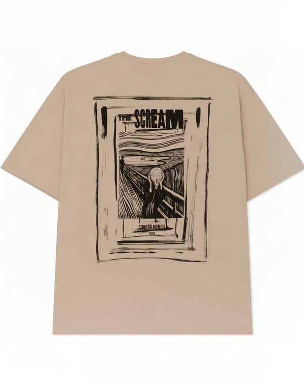 Camiseta gráfica masculina Jack & Jones Top grande de algodão bege