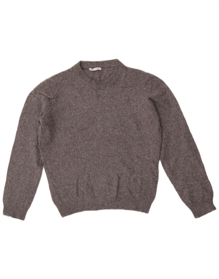 Suéter masculino Zara com gola redonda e lã manchada cinza médio
