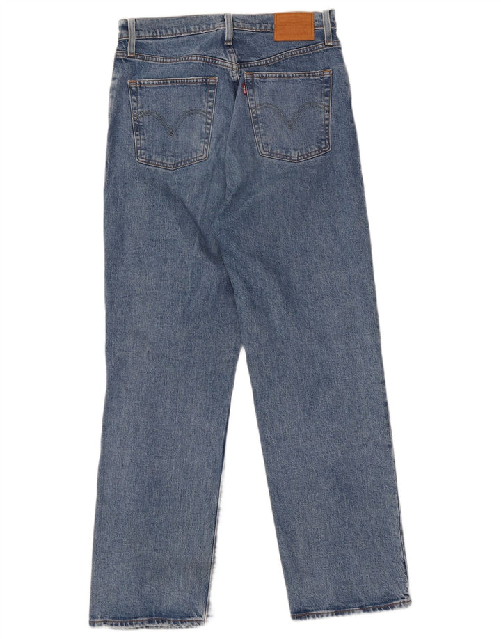 Calça jeans reta feminina Levi's Ribcage desgastada W30 L29 algodão azul