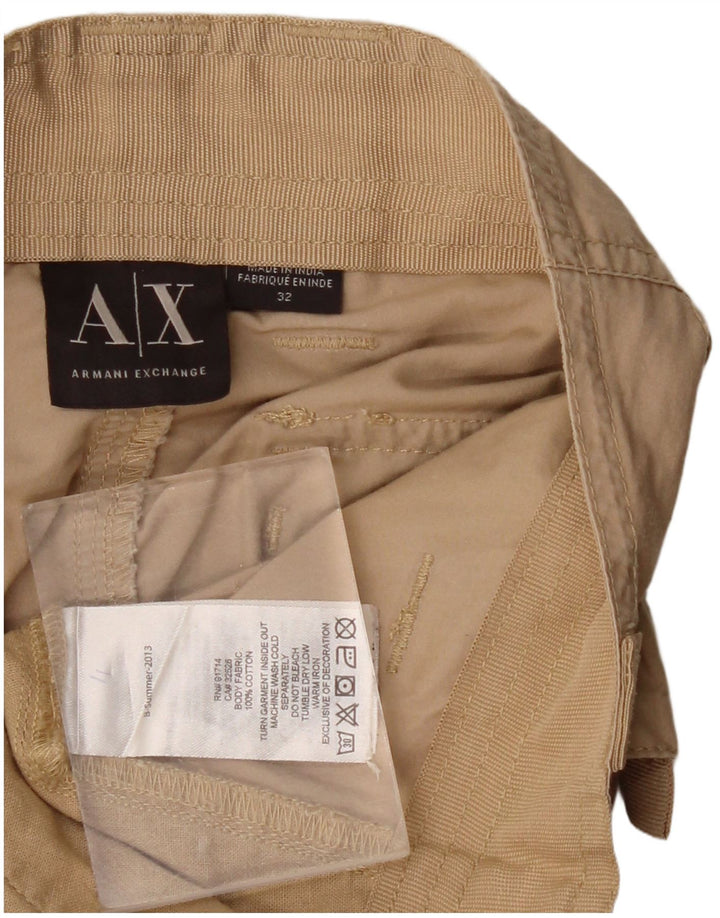 ARMANI EXCHANGE Mens Cargo Shorts W32 Algodão Bege Médio