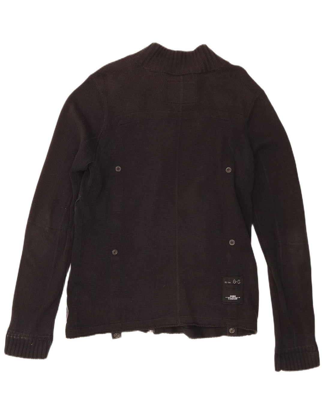 Suéter cardigã masculino com zíper completo G-Star algodão preto médio