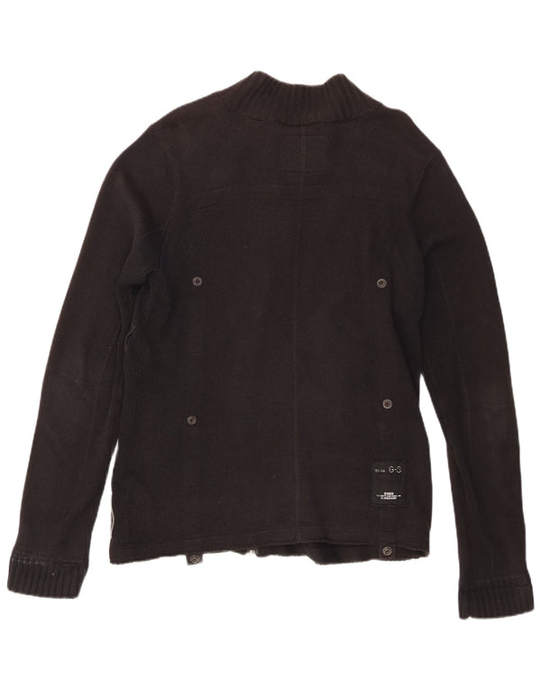 Suéter cardigã masculino com zíper completo G-Star algodão preto médio