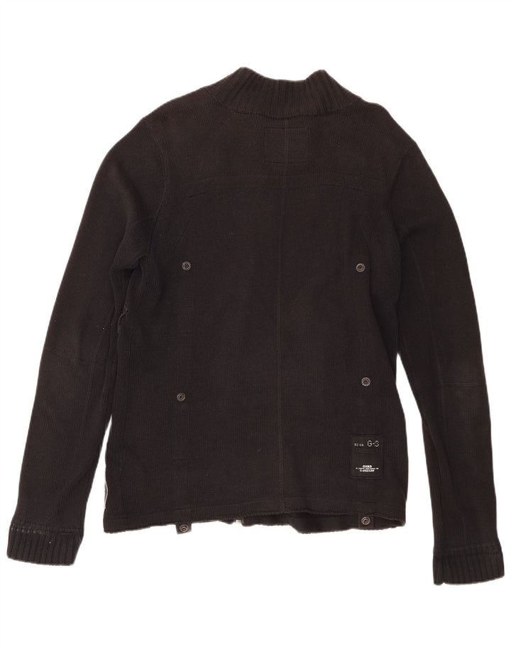 Suéter cardigã masculino com zíper completo G-Star algodão preto médio