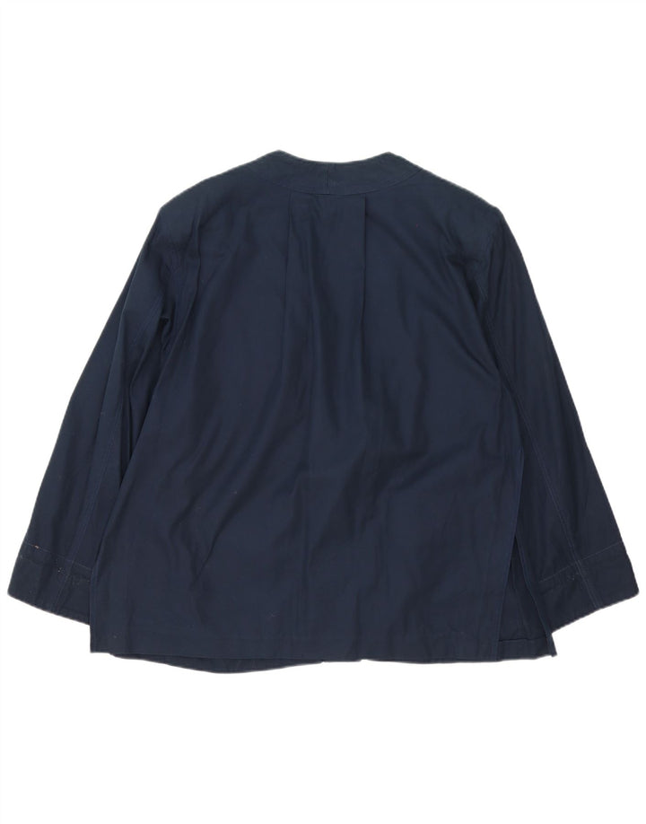 Jaqueta utilitária feminina vintage Reino Unido 16 grande bloco colorido azul marinho