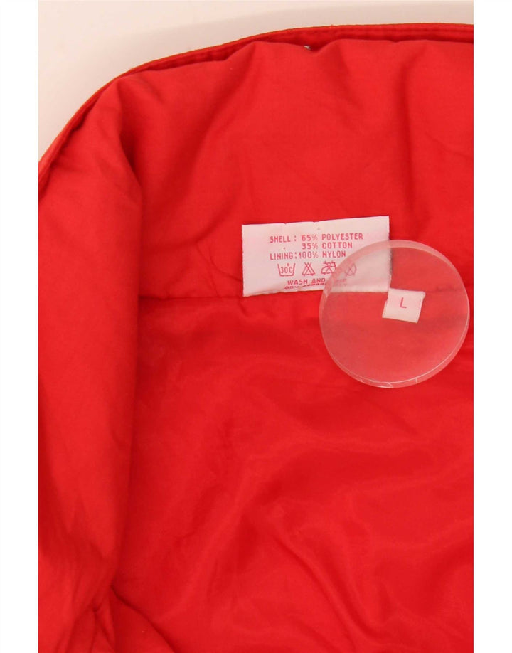 Jaqueta bomber com capuz masculina vintage poliéster vermelho grande Reino Unido 40