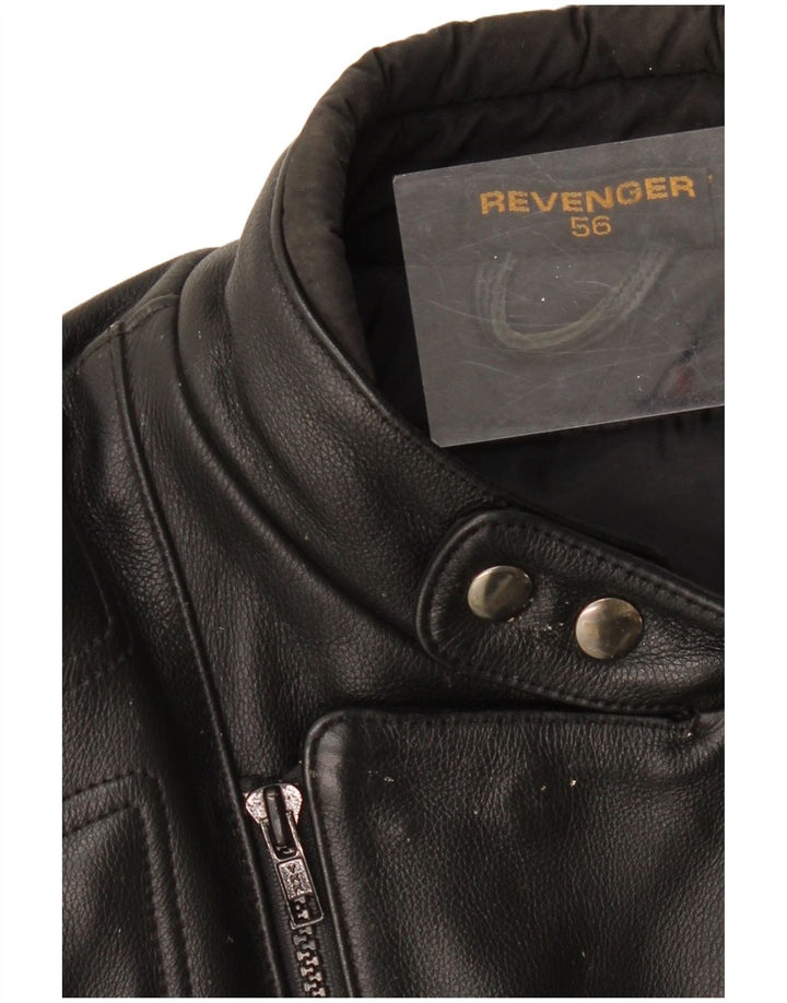 Jaqueta de couro masculina REVENGER Moto Racer IT 56 3XL couro preto