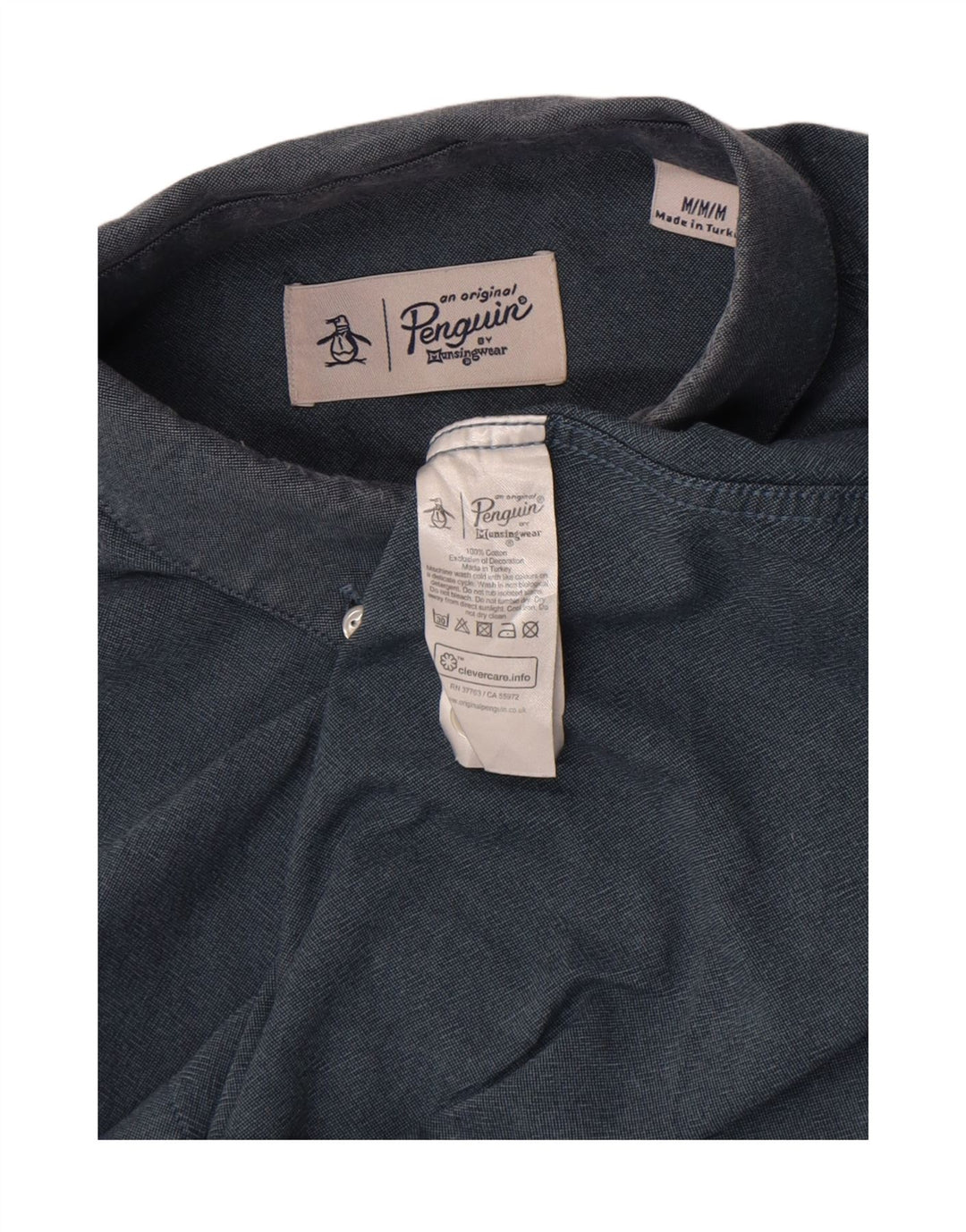 Camisa masculina Penguin algodão azul médio