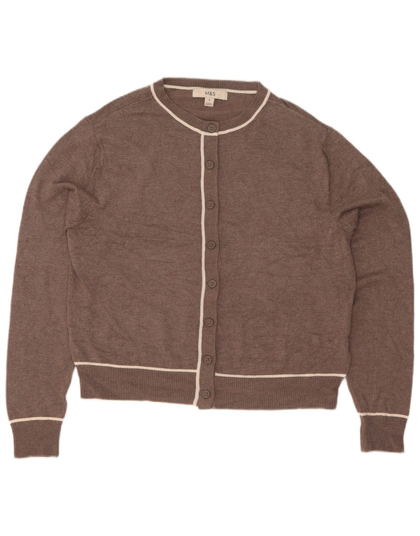Suéter cardigã feminino Marks & Spencer UK 10 pequeno marrom viscose