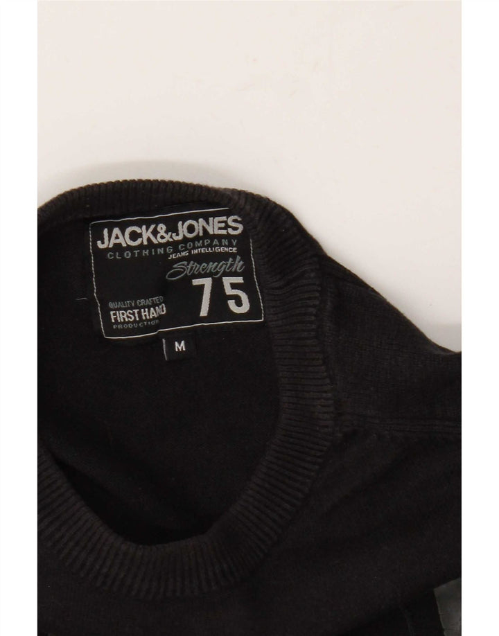 Suéter masculino Jack & Jones Graphic Regular Fit com gola redonda, preto médio