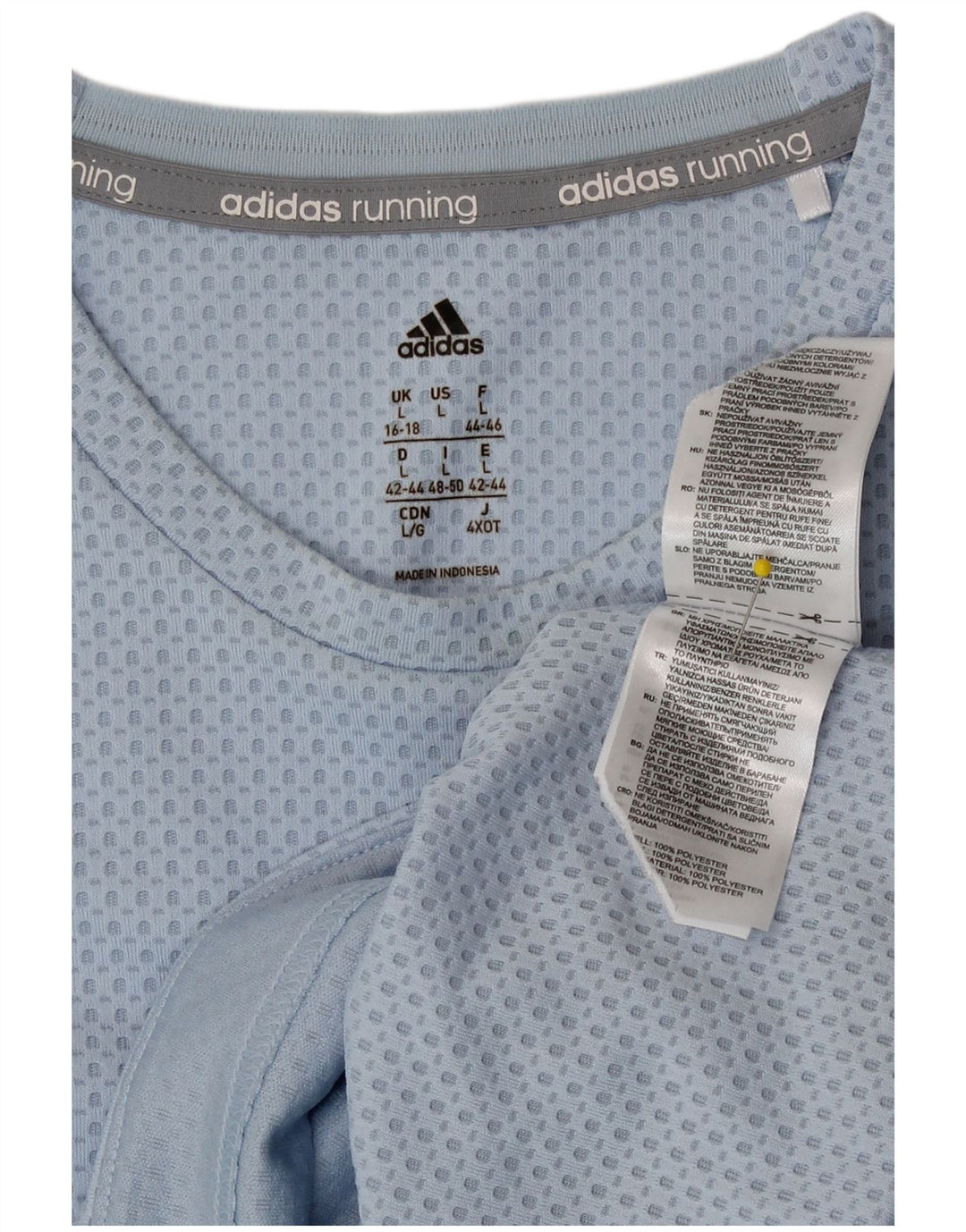 Top feminino Adidas manga comprida UK 16/18 grande azul poliéster