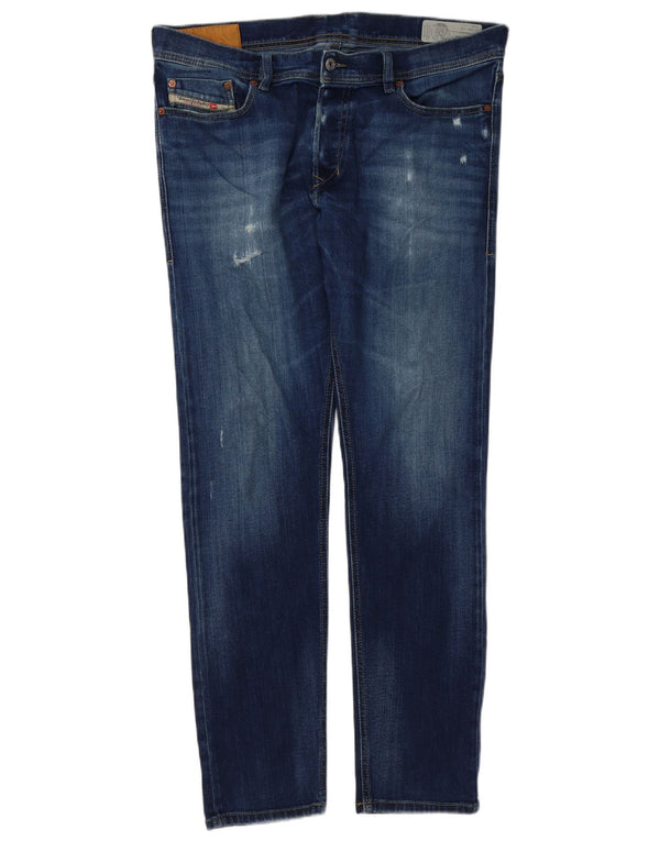 Diesel Mens Tepphar Distressed Carrot Slim Jeans W36 L32 Azul Algodão