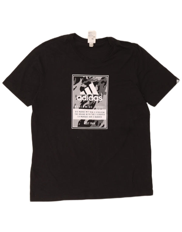 Adidas Mens Graphic T-Shirt Top Grande Algodão Preto