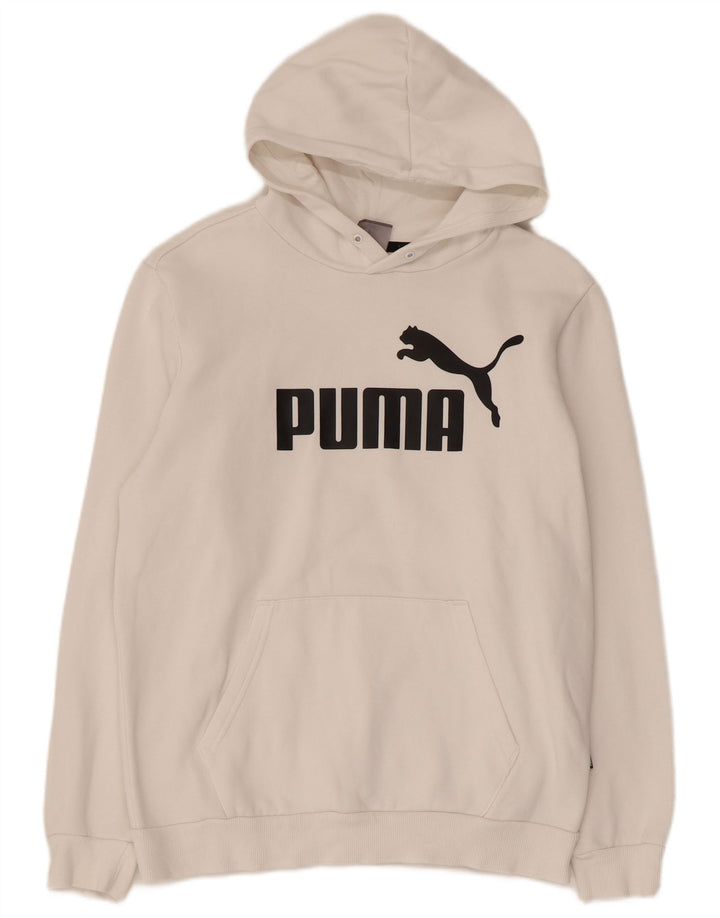 PUMA Mens Graphic Hoodie Jumper Pequeno Algodão Branco