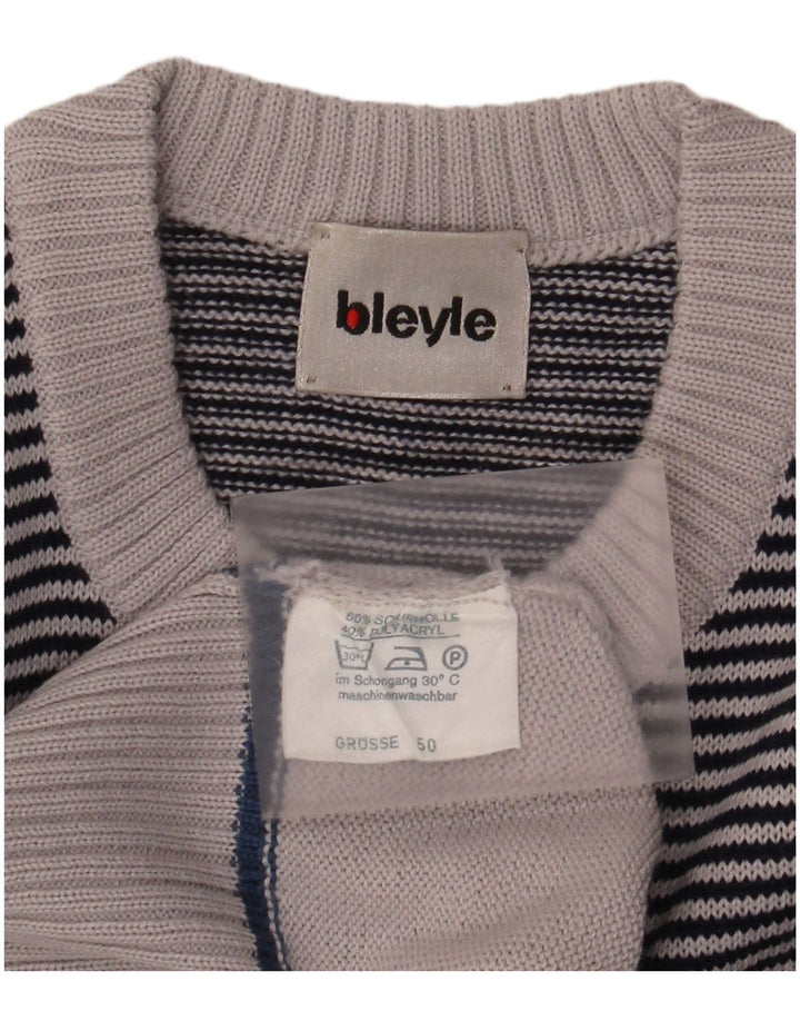 Suéter masculino Bleyle com gola redonda EU 50 poliacrílico listrado cinza médio