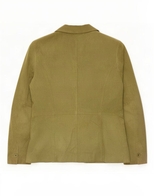 Liz Claiborne Jaqueta blazer feminina de camurça com 2 botões EUA 6 couro verde médio