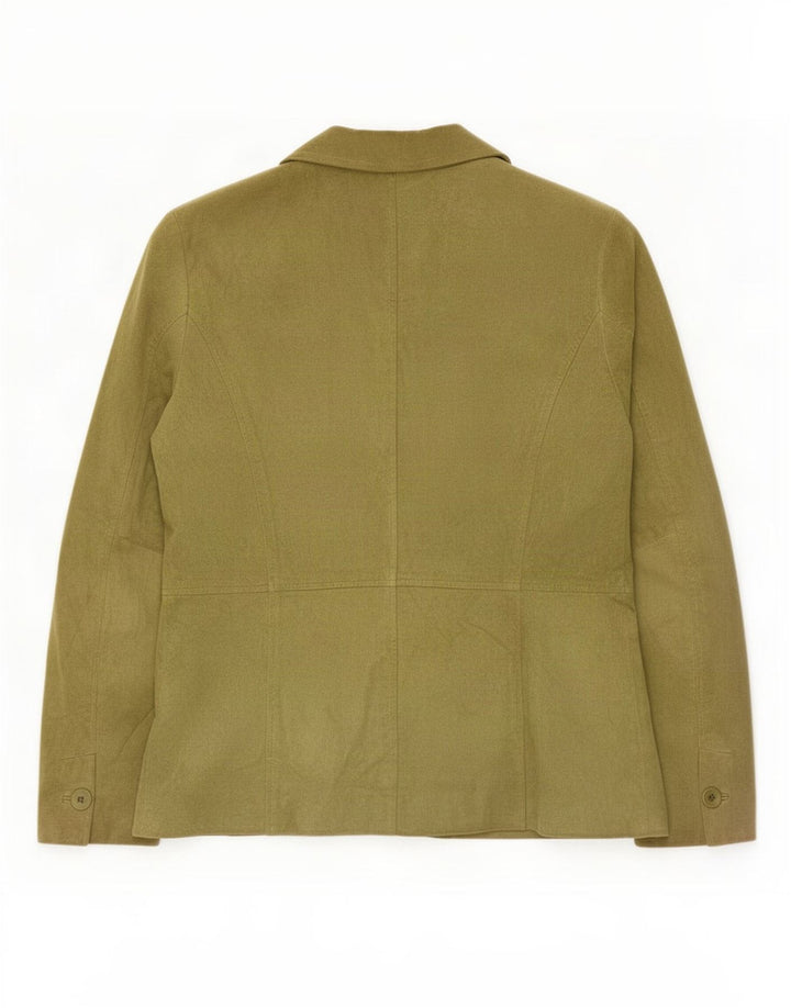 Liz Claiborne Jaqueta blazer feminina de camurça com 2 botões EUA 6 couro verde médio
