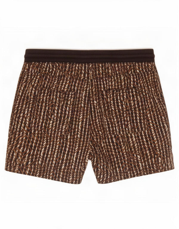 Shorts casuais femininos Marks & Spencer Reino Unido 12 médio W32 linho listrado marrom