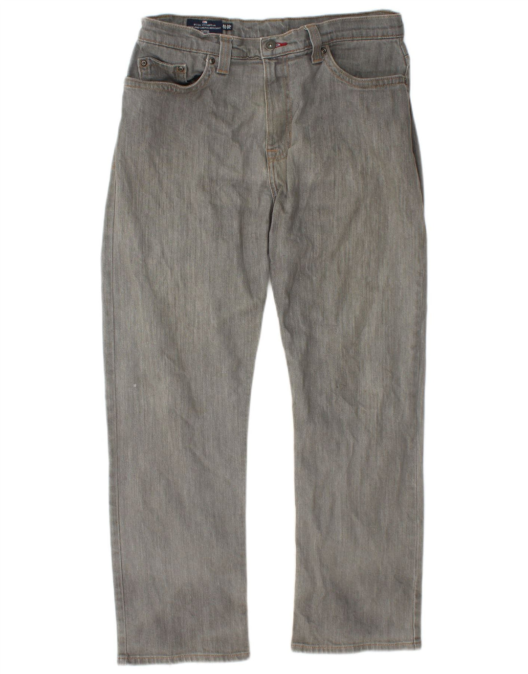 Calça jeans reta masculina Marks & Spencer Blue Harbor W34 L29 algodão cinza