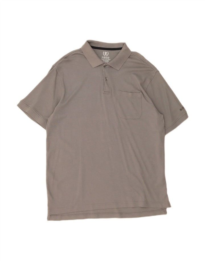 Camisa polo masculina IZOD grande algodão cinza