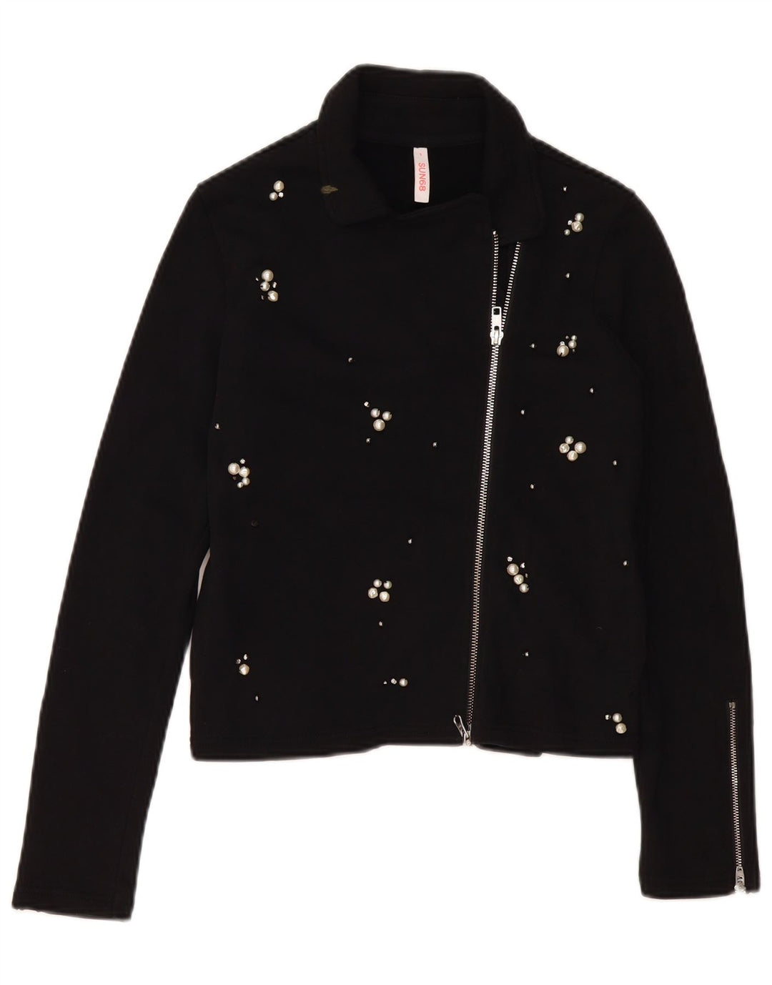 Suéter cardigã feminino SUN68 Reino Unido 10 pequeno algodão preto