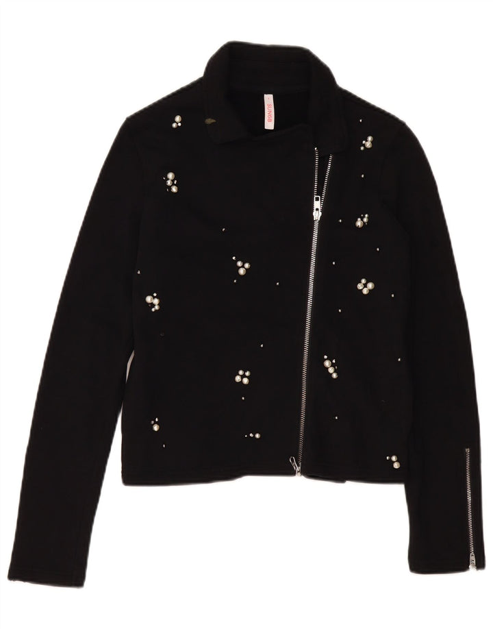 Suéter cardigã feminino SUN68 Reino Unido 10 pequeno algodão preto