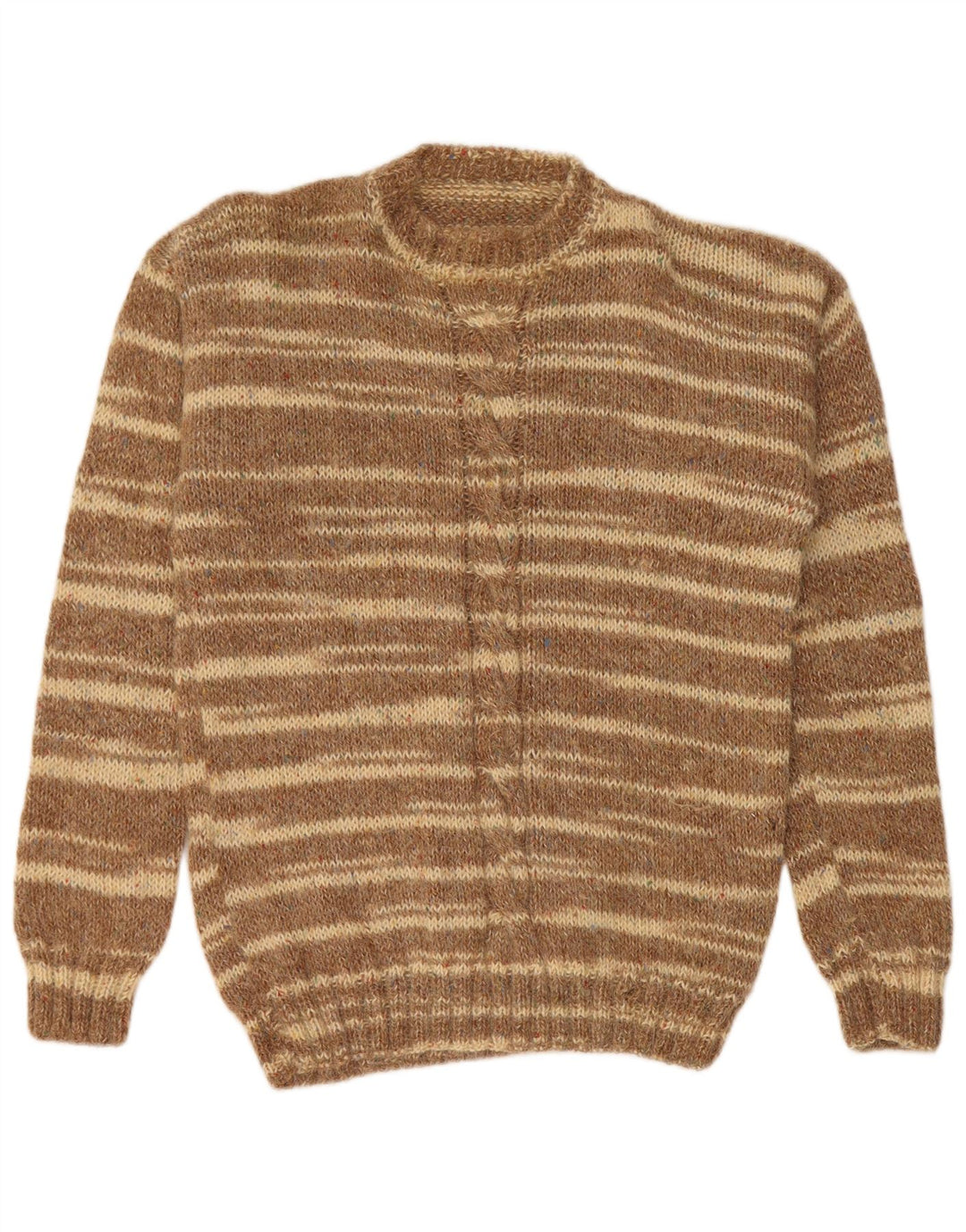 Suéter masculino VINTAGE com gola redonda listrado marrom médio