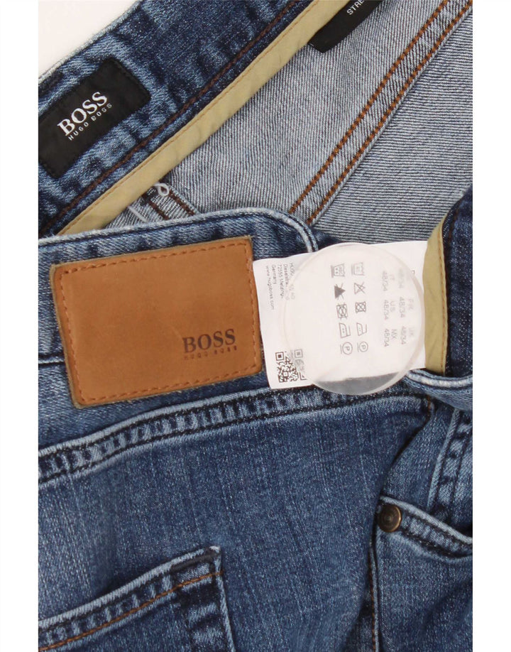 Hugo Boss Mens Straight Jeans W48 L34 Azul Algodão