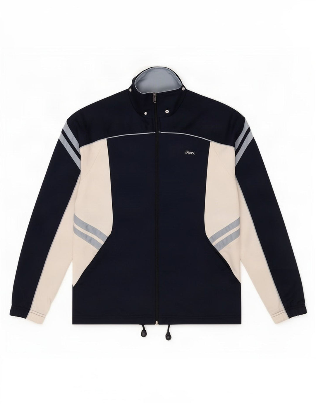 Asics Mens Tracksuit Top Jacket Médio Azul Marinho Colourblock Poliéster
