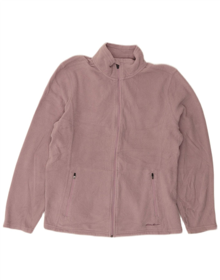 Jaqueta de lã feminina Eddie Bauer UK 16 grande poliéster roxo