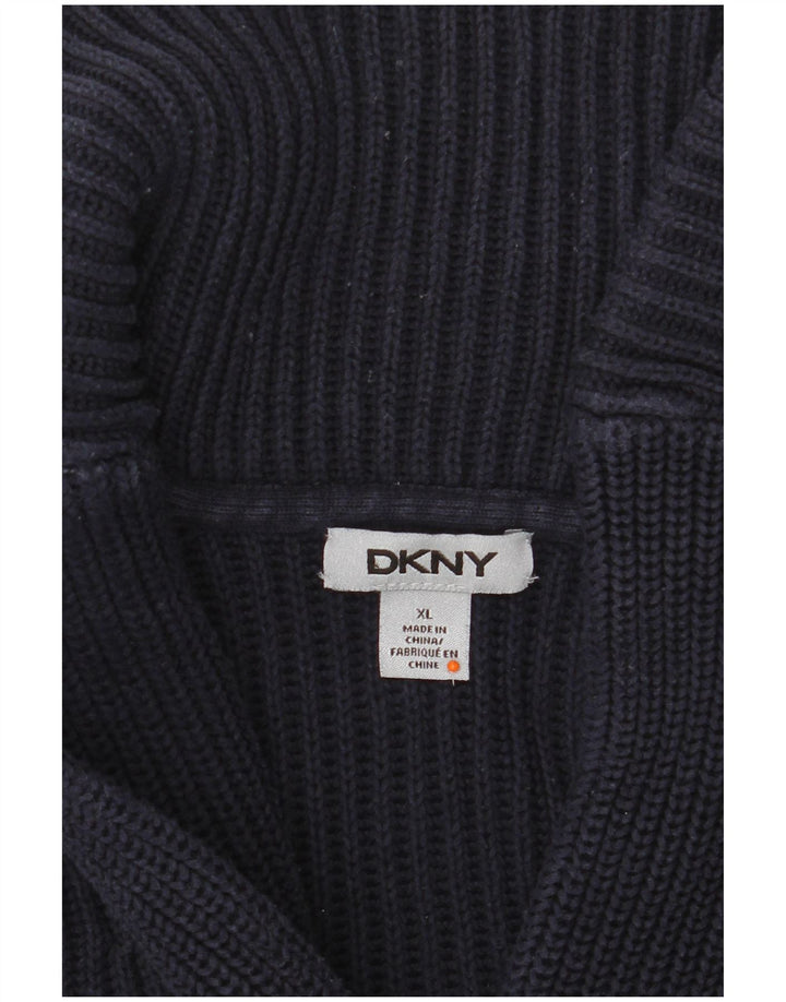 Suéter masculino DKNY com gola xale XL azul marinho